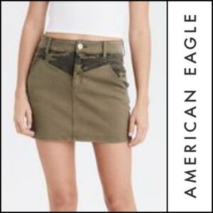 𝅺NEW! AMERICAN EAGLE Camo Yoke Denim Jean Mini Skirt 4.